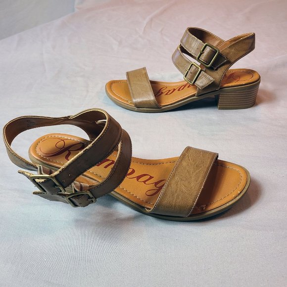 Rampage Jabari Women's Size 7.5 Faux Leather Open Toe Pumps Heels Sandals Shoes - Picture 2 of 12